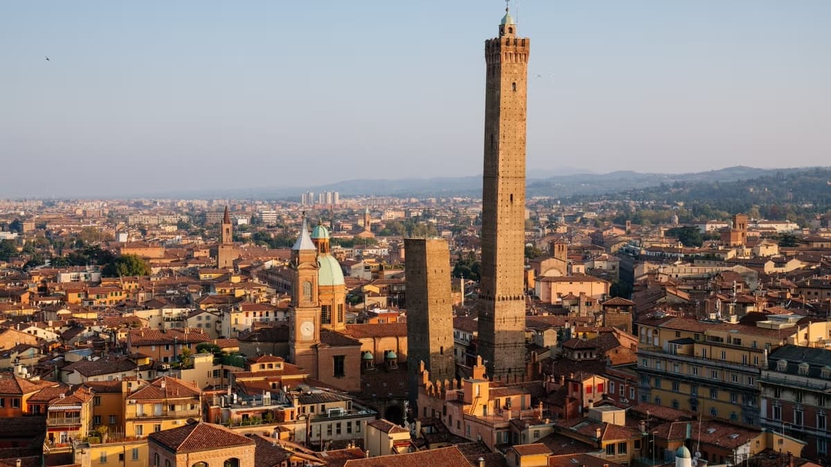 A view of Bologna with its two towers
